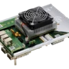 Angled view of KRC-4100 evaluation carrier with KRM-4 module, heat sink, and fan.