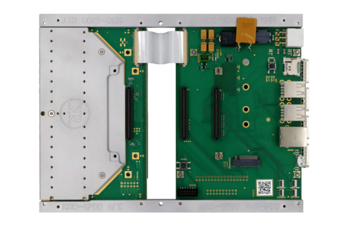 Top view of KRC-4700 evaluation carrier by Knowledge Resources without KRM-4 RFSoC.