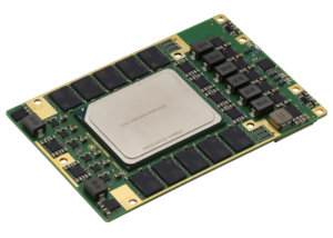 Angled view of Knowledge Resources' KRM-10A9W027 RFSoM featuring Altera Agilex 9 AGRW027 Direct RF FPGA