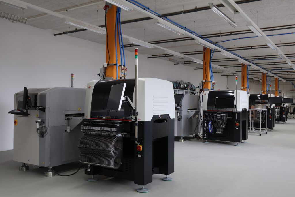 Mycronic jet solder paste printers and Essemtec pick-and-place machines in Knowledge Resources' new production facility.