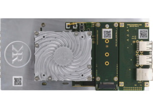 Top view of KRC-2000 evaluation carrier with heat sink on KRM-2 RFSoC