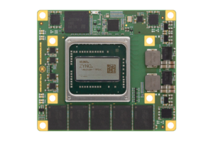 Top view of the KRM-2ZUxxDR module, featuring the AMD RFSoC DFE Ultrascale+ series